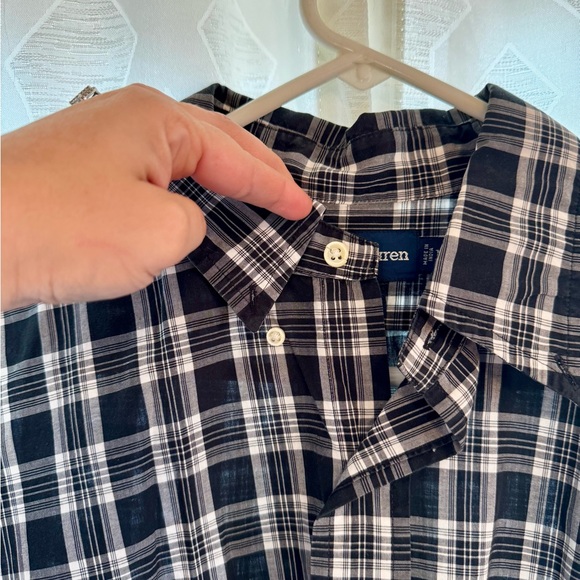 Polo Ralph Lauren Men’s Medium Black Plaid Short Sleeve Button Down Shirt - Picture 5 of 8